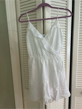 Express White Eyelet Wrap Mini Dress
